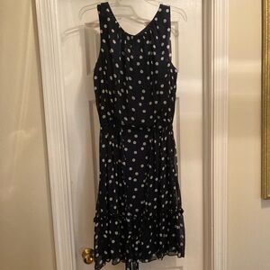 dressbarn Navy White Polka Dot Tiered Dress